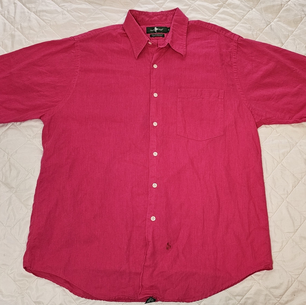 Hunt Club Men's Linen Blend Button-down sz L